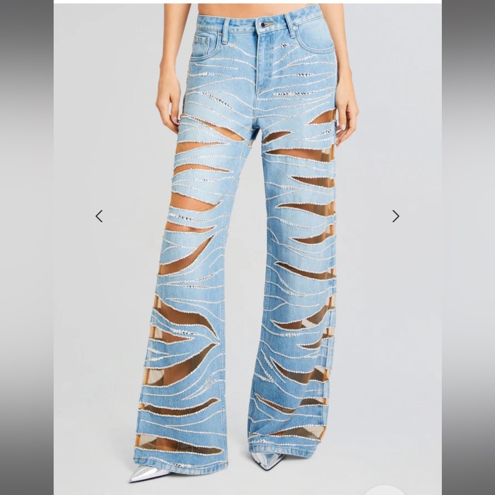 $1,998 NWOT Retrofête RENZO EMBELLISHED DENIM JEAN retrofete